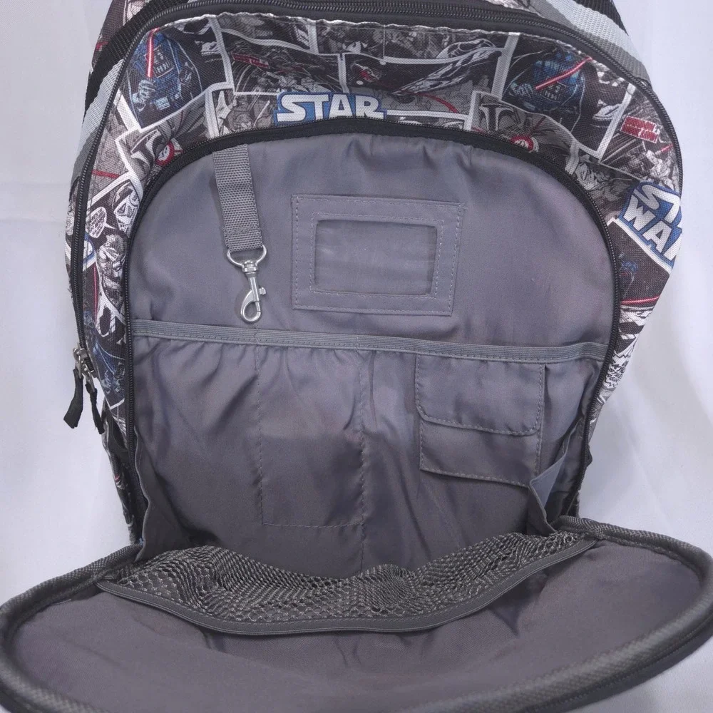 Pottery Barn Kids Star Wars Comic Print 17in Backpack Grey Caleb Personalized